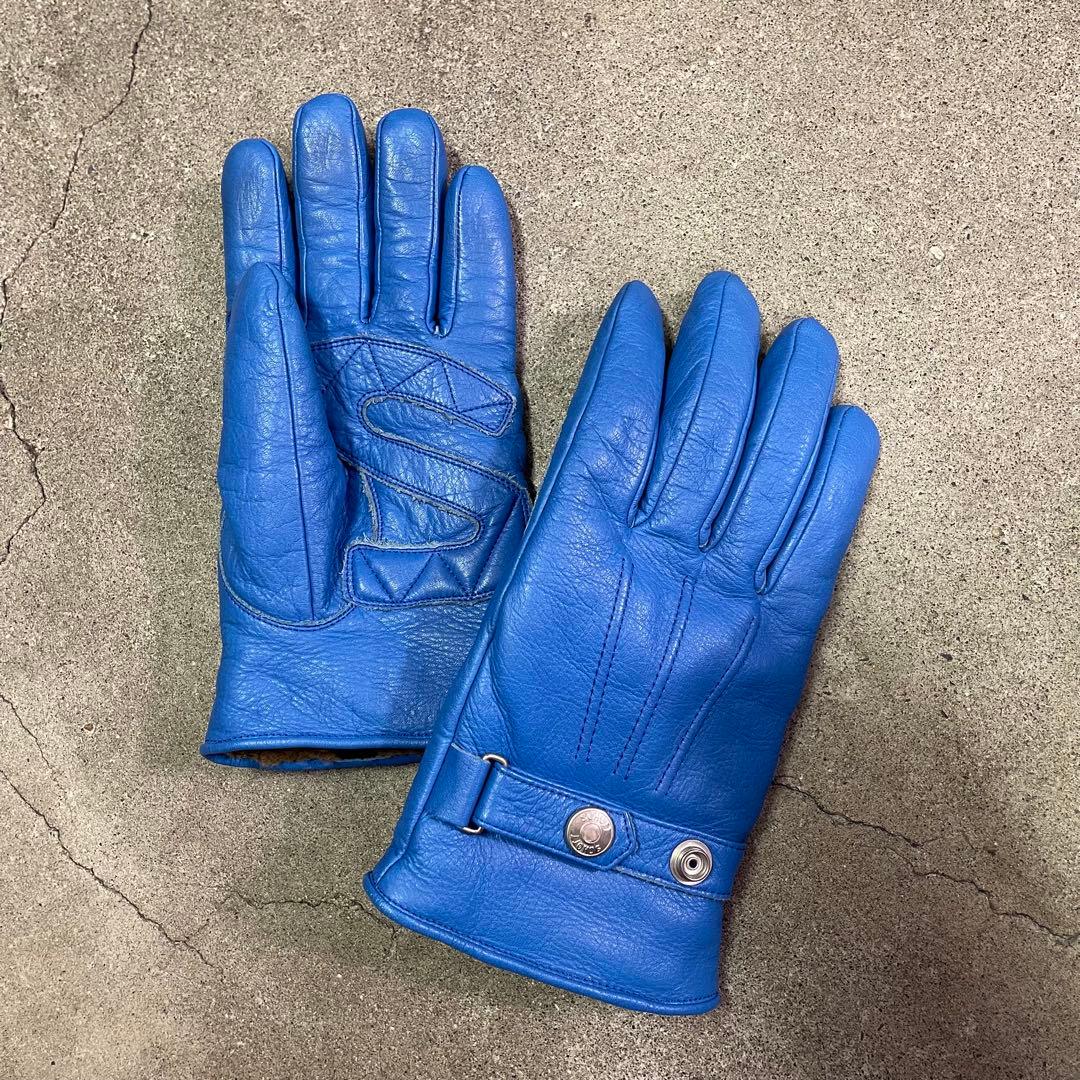 Schott ショット ワンスター レザーグローブ 革手袋 ボア ブルー S