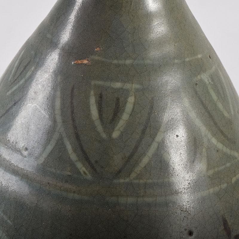 李朝　高麗青磁　象嵌花文　徳利　V　R7994