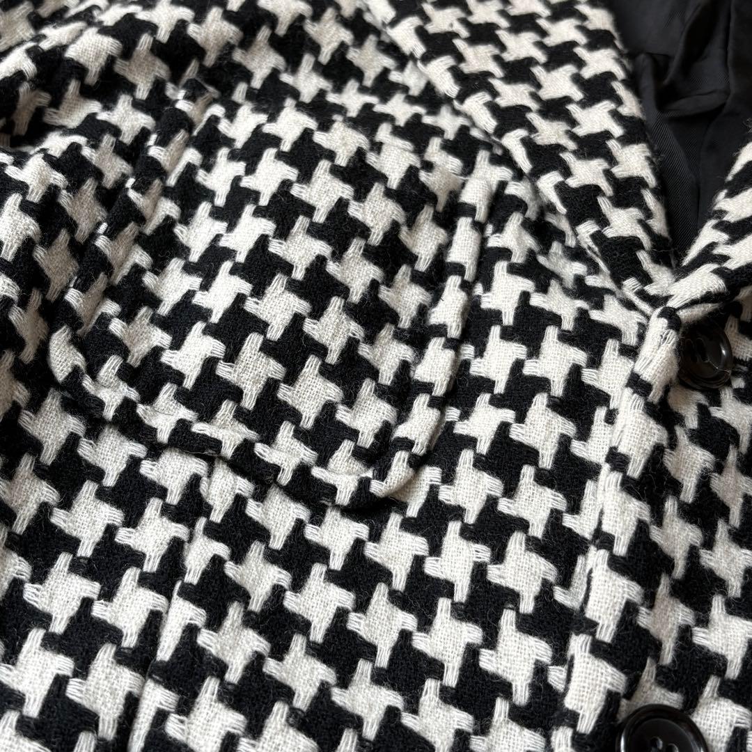 トリココムデギャルソン　千鳥格子　チェスターコート　グレンチェック　モノトーンM