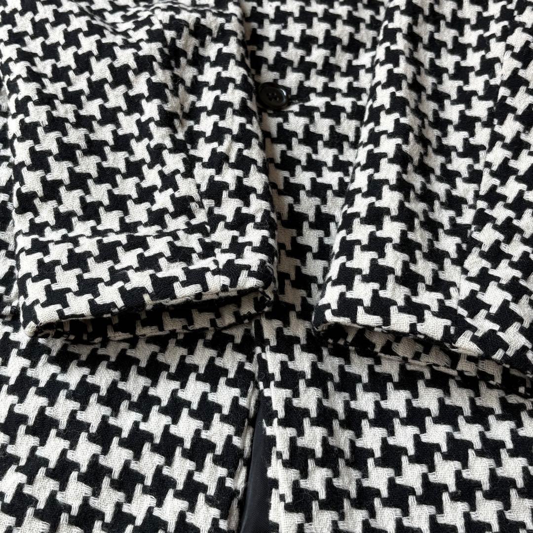 トリココムデギャルソン　千鳥格子　チェスターコート　グレンチェック　モノトーンM