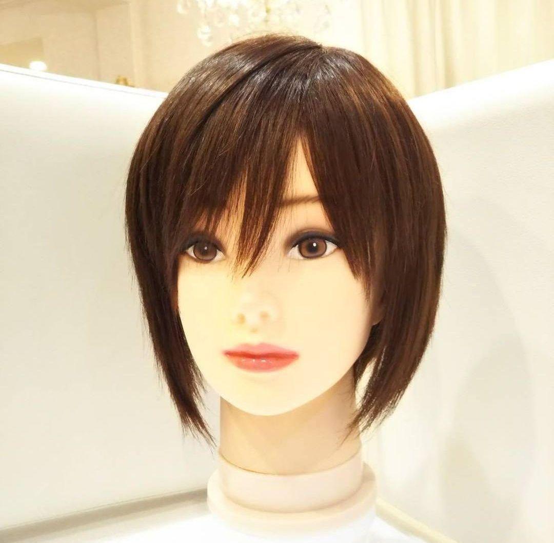 レミー人毛100%ウィッグ横流し前髪❣️宇多田ヒカル✨艶髪！前下がり美人ショート
