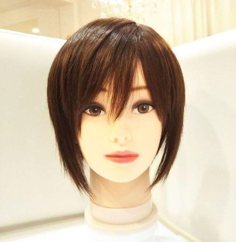 レミー人毛100%ウィッグ横流し前髪❣️宇多田ヒカル✨艶髪！前下がり美人ショート
