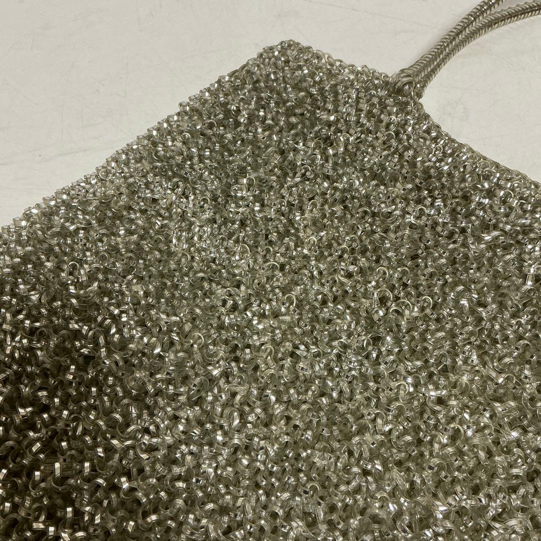 アンテプリマ　ワイヤーバッグ　シルバー メタル編み込みハンドバッグ