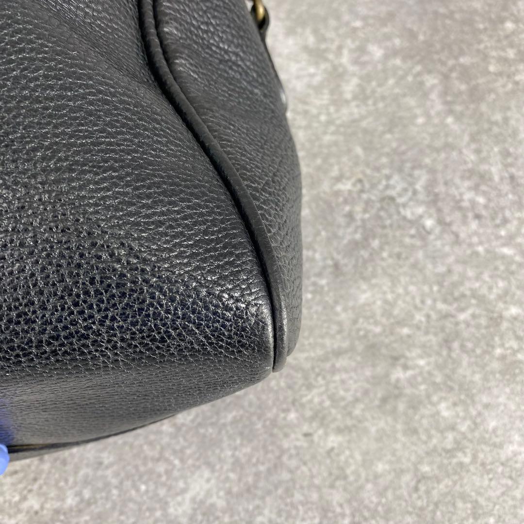 RALPH LAUREN ブラック ミニボストンバッグ シボ革 チャーム レザー