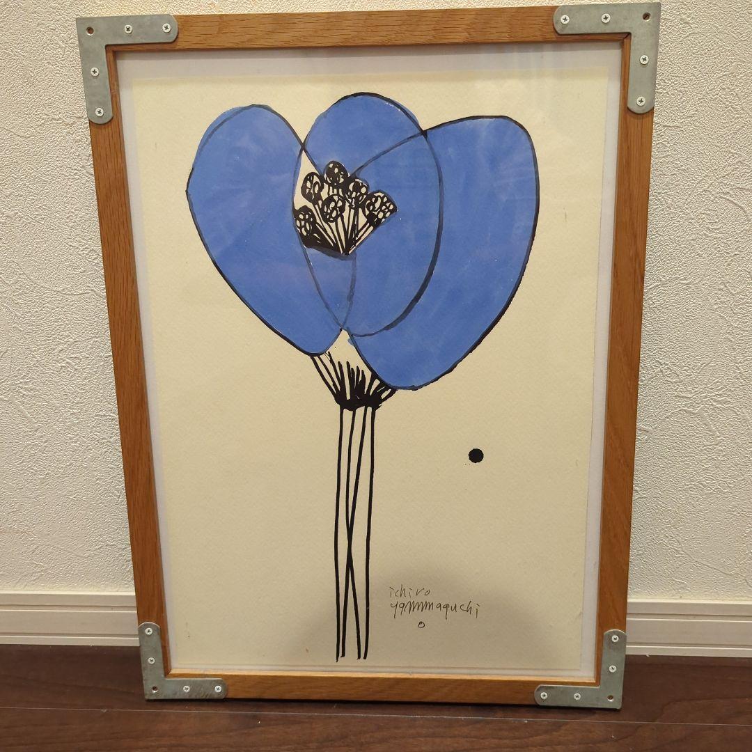 山口一郎　原画　Sサイズ　青い花