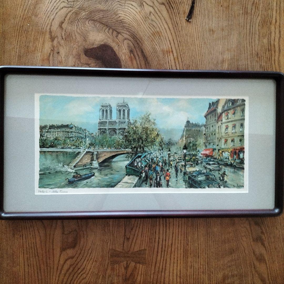 C. Leon Notre Dame リトグラフ フレーム付き