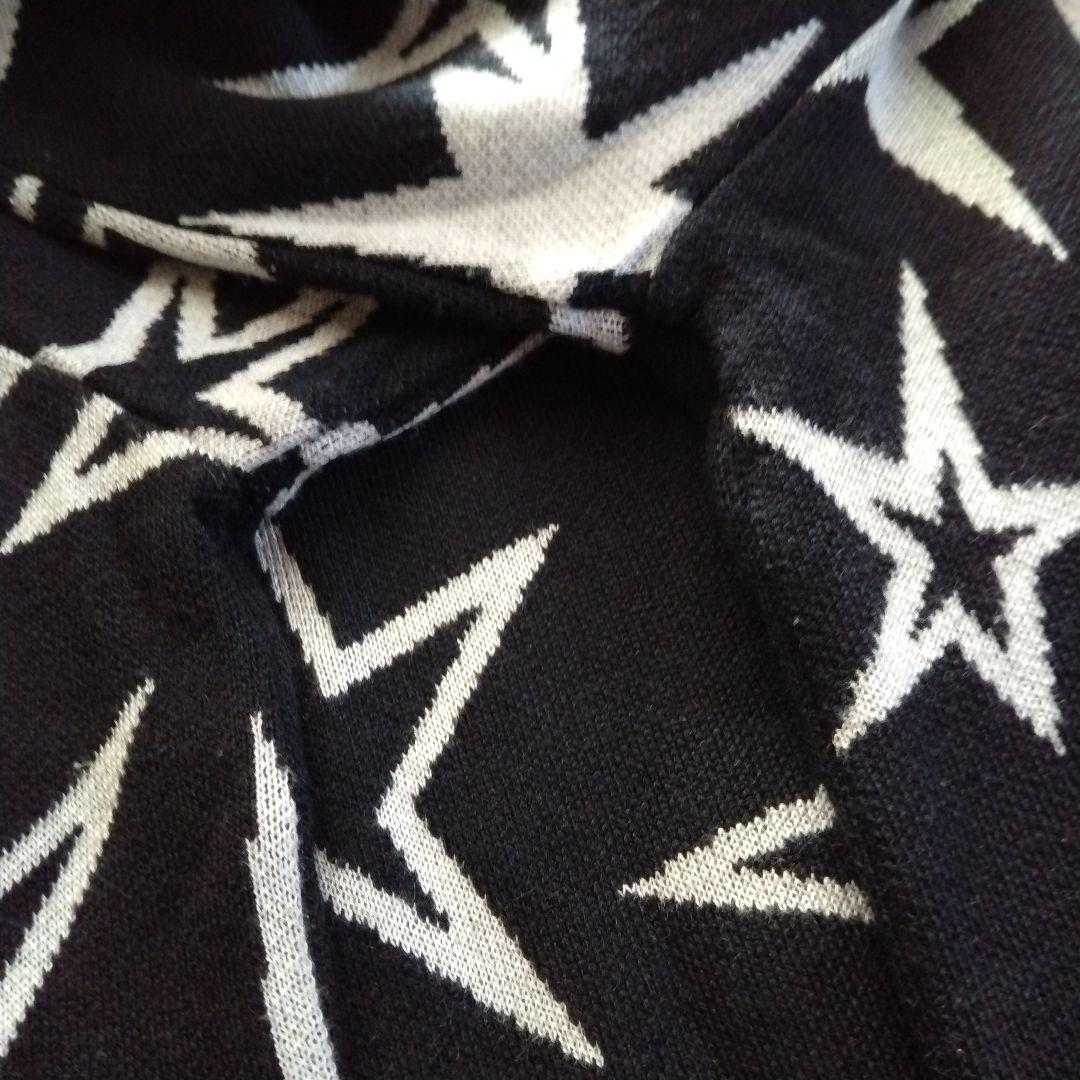 パーリーゲイツ　ウール 刺繍 星柄ジャガード モックネック ニット プルオーバー