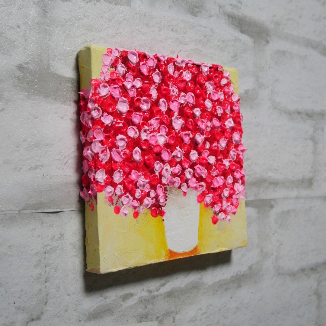 油絵 油彩 油彩画 絵画 アートパネル【ピンクかすみ草】