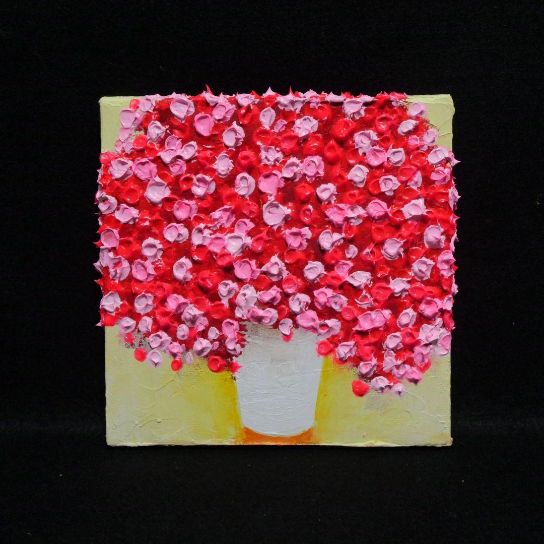 油絵 油彩 油彩画 絵画 アートパネル【ピンクかすみ草】