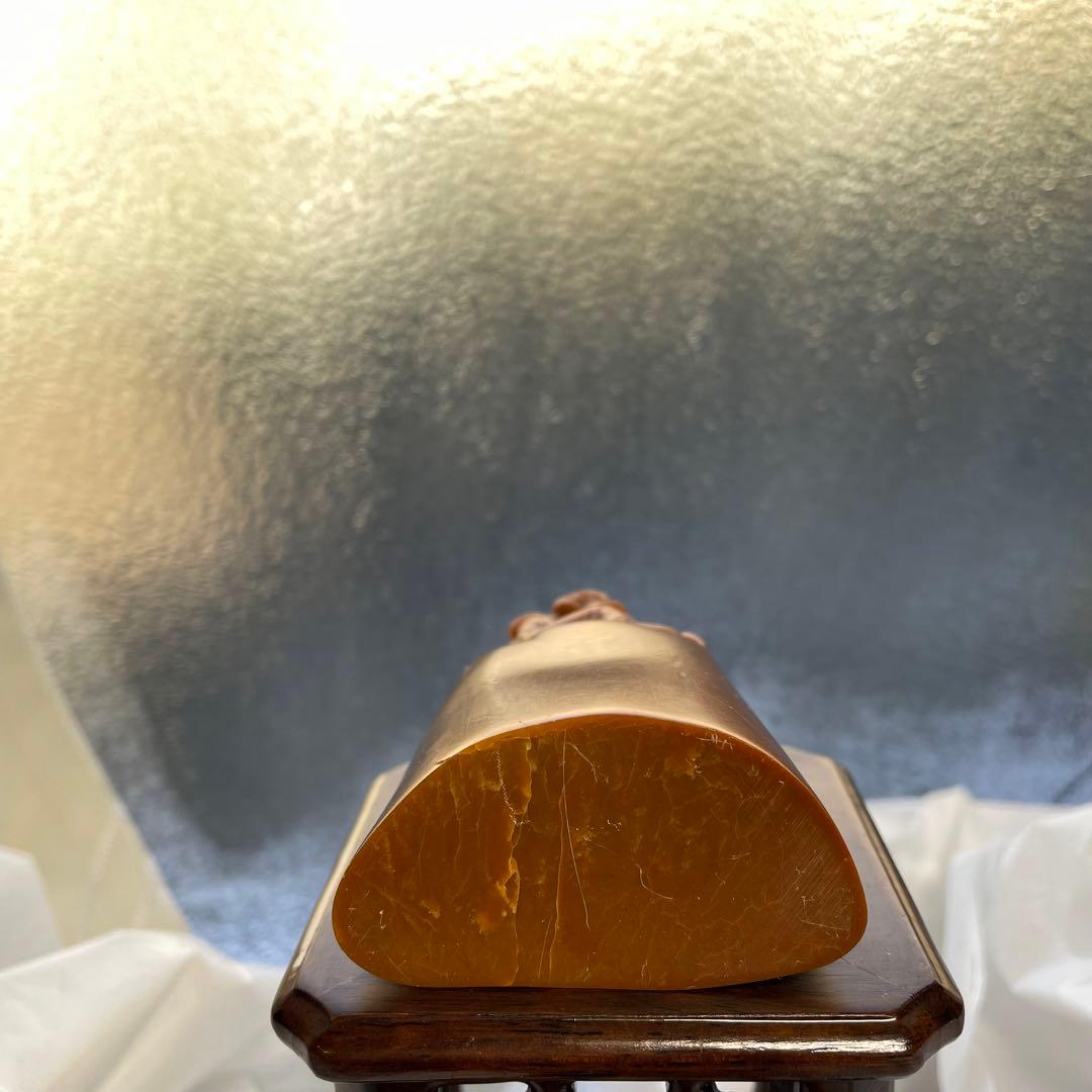 印材　石材　寿山石　文房四宝　中国　天然石　人物　黄石　老人　遊印　関防印　寿山