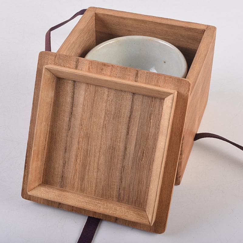 朝鮮美術　李朝　高麗白磁　染付　逸字文　盃　時代箱付　M　R8877