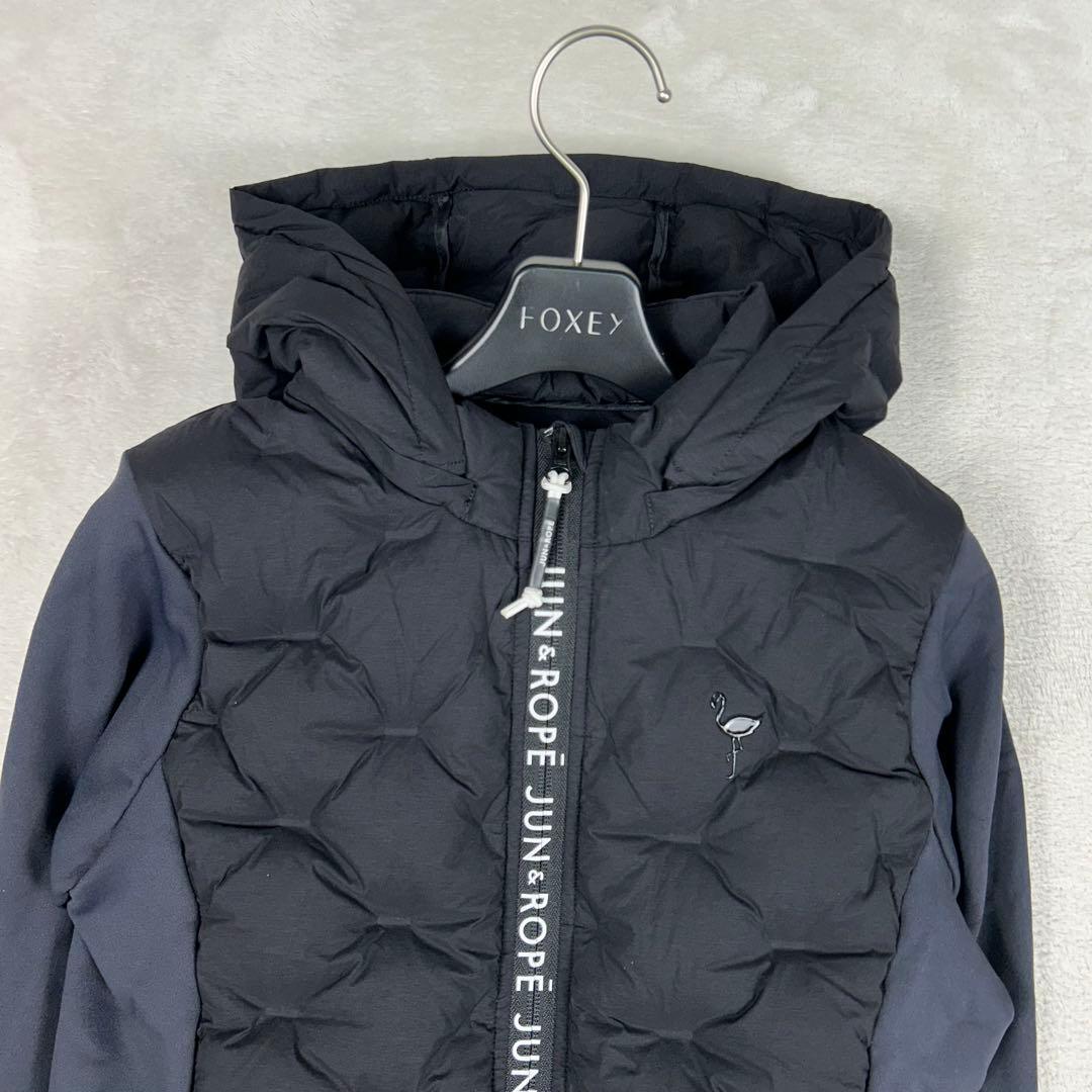 美品♡ジュンアンドロペ ナイロンストレッチダウンブルゾン ダウンジャケット 黒M