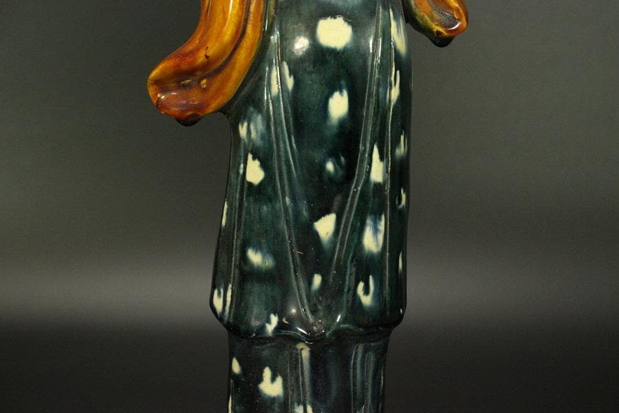 中国美術 三彩 女人 俑 高39.5cm(LC329)