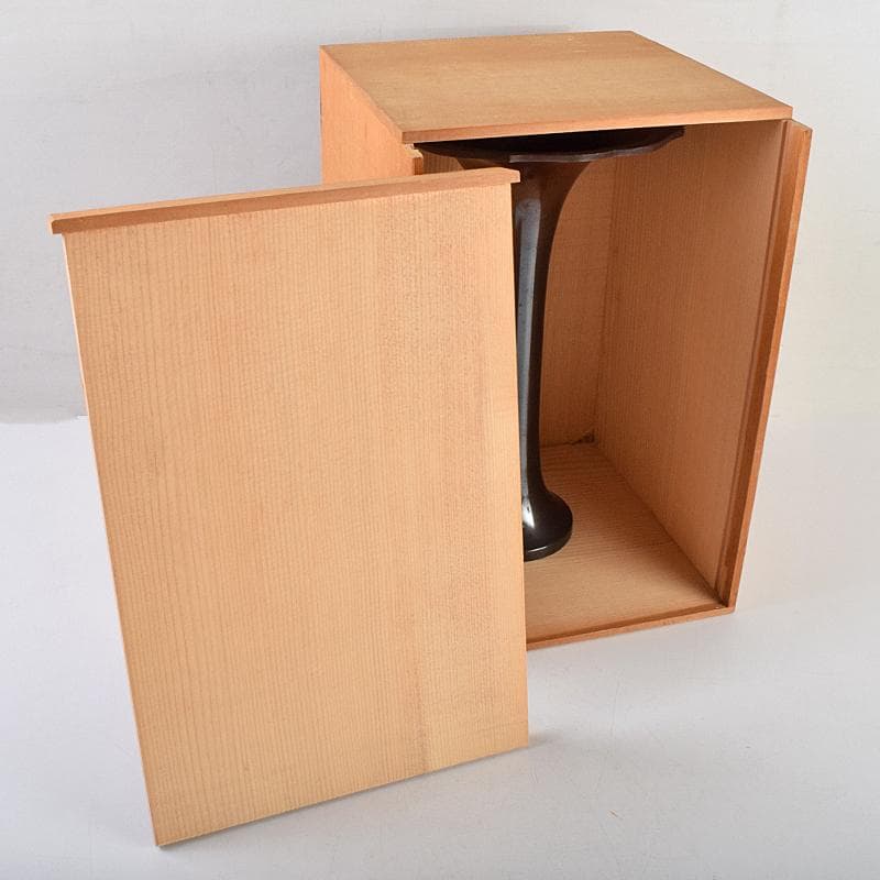 高岡銅器　勝峰作　鋳銅　桔梗口花瓶　共箱　M　R9521B