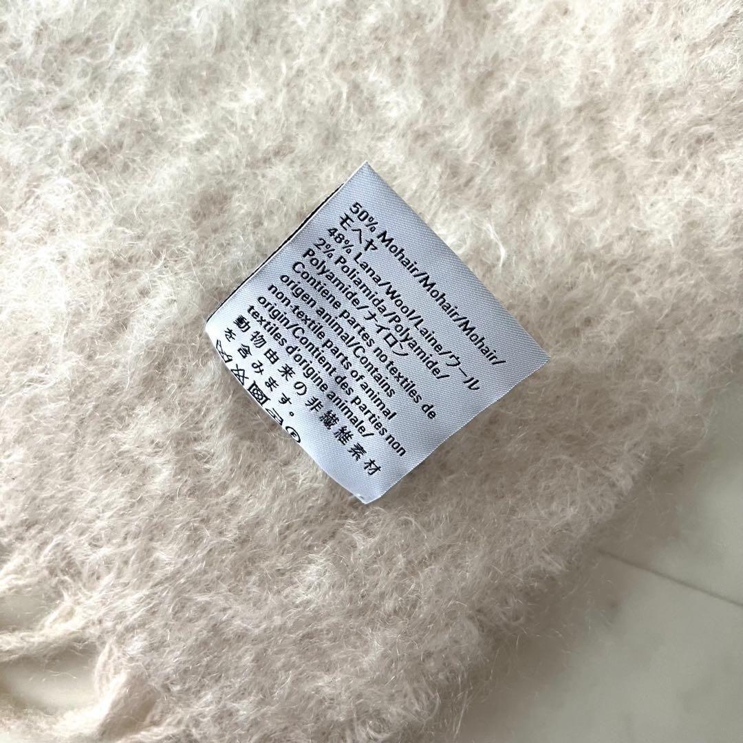 2024年モデル♡ロエベ モヘアマフラー フリンジ レザーパッチ ホワイト