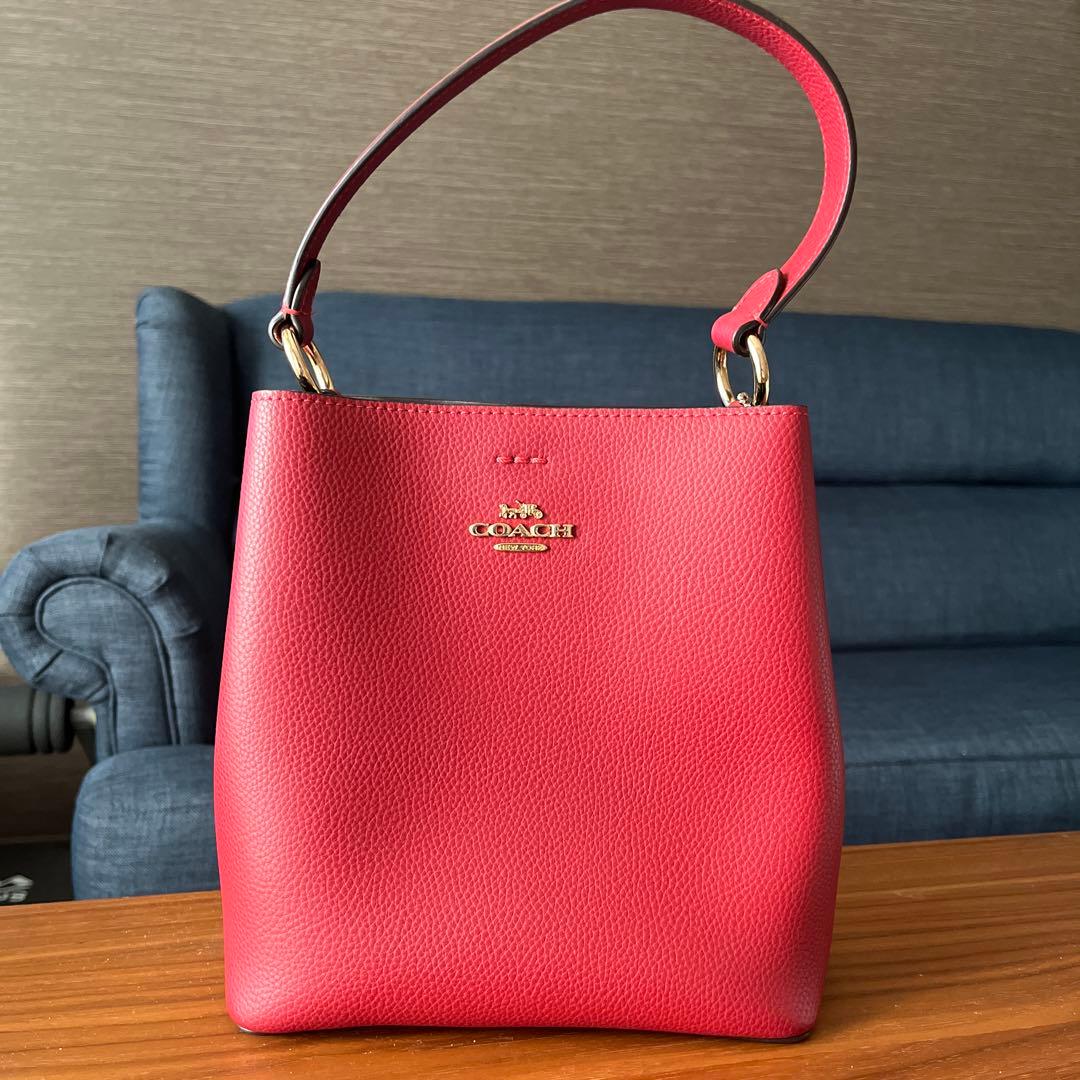 コーチ COACHスモールタウンバケットショルダー・ハンドバッグ2way レッド