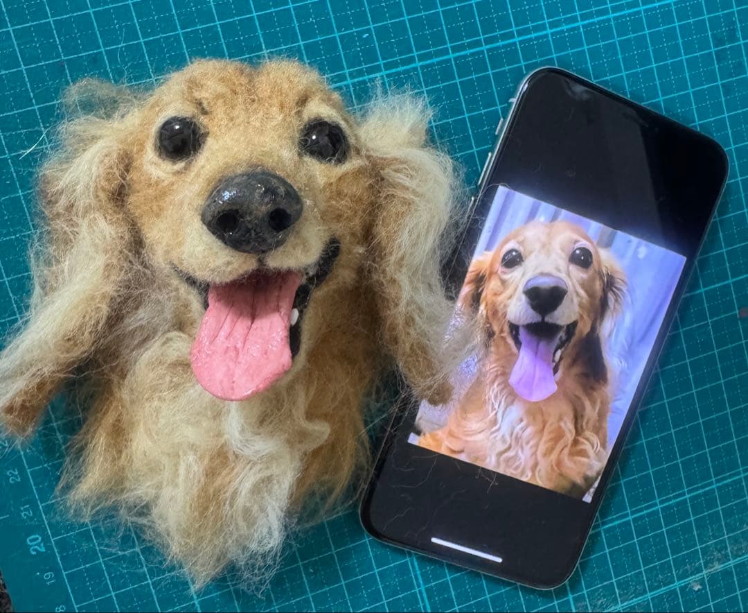 わんこ限定　うちの子プレート　わたわたペットの羊毛フェルト作品