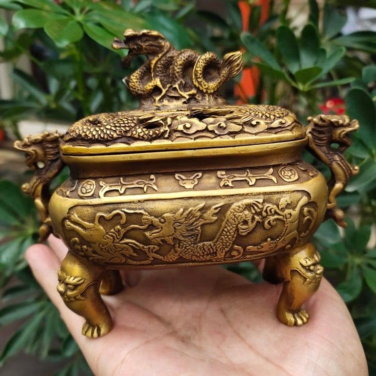 銅器 竜紋香炉 装飾品 工芸品 美術品 置物