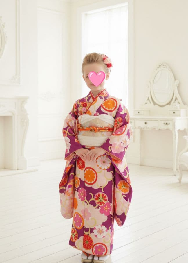 専用です☆未使用品☆式部浪漫☆紫薄ピンク着物と作り帯フルセット七五三