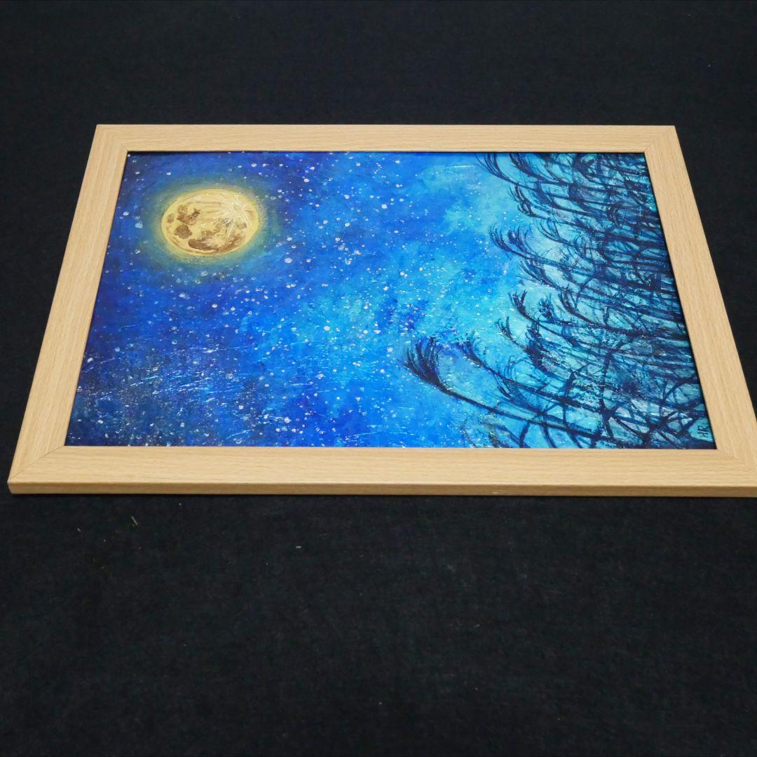 油絵 油彩 油彩画 絵 絵画　【お月見のススキ】