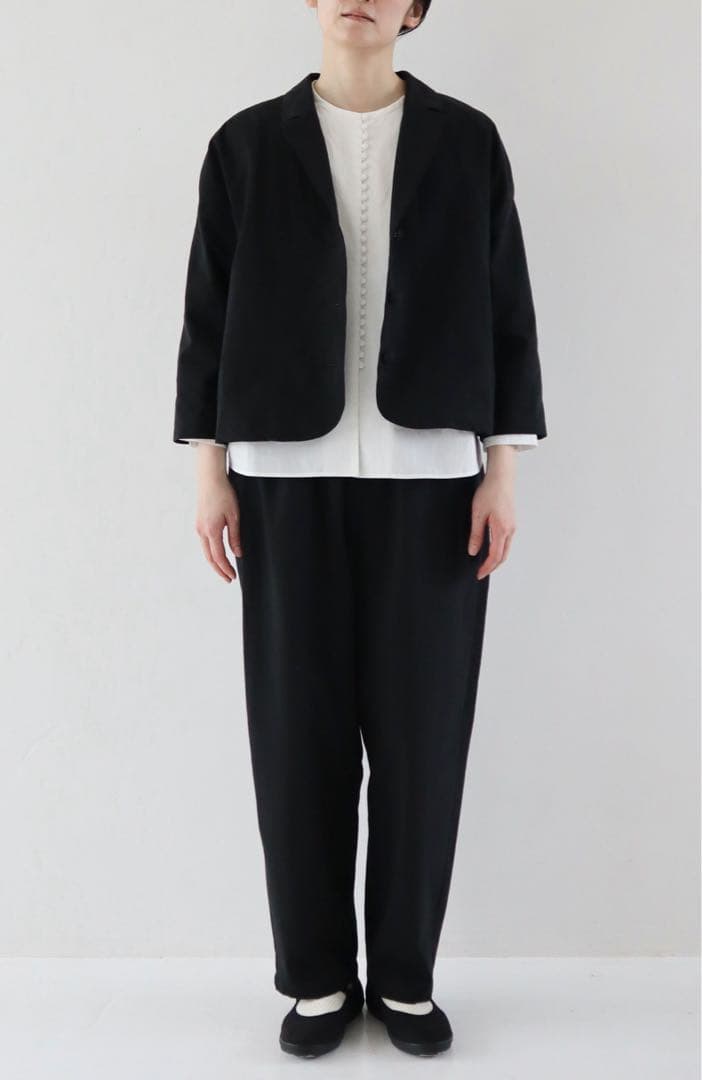 pot and tea 綿絹パンツ 黒