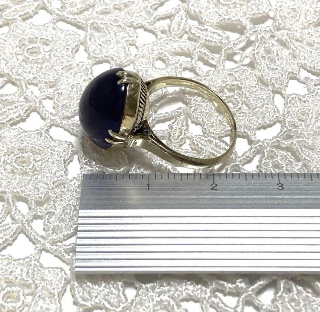 k14WG アメジストカボション リング 千本透かし レトロ