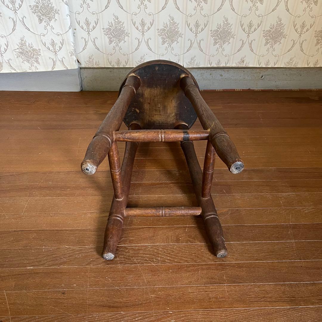 【アンティーク】木製 スツール 丸椅子 花台 昭和レトロ 古道具 古民家 古家具