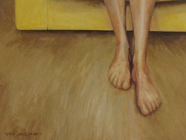 池田良則、【黄色い椅子】、希少な額装用画集より、新品額装付、状態良好