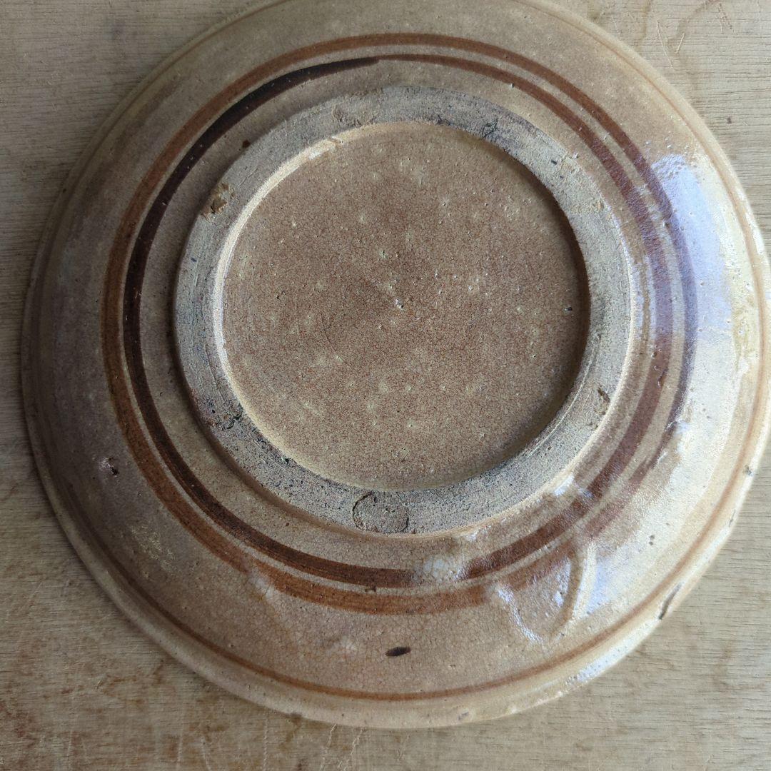 骨董 美濃焼 石皿 一富士二鷹三茄子 陶器 縁起柄 来福 飾り皿