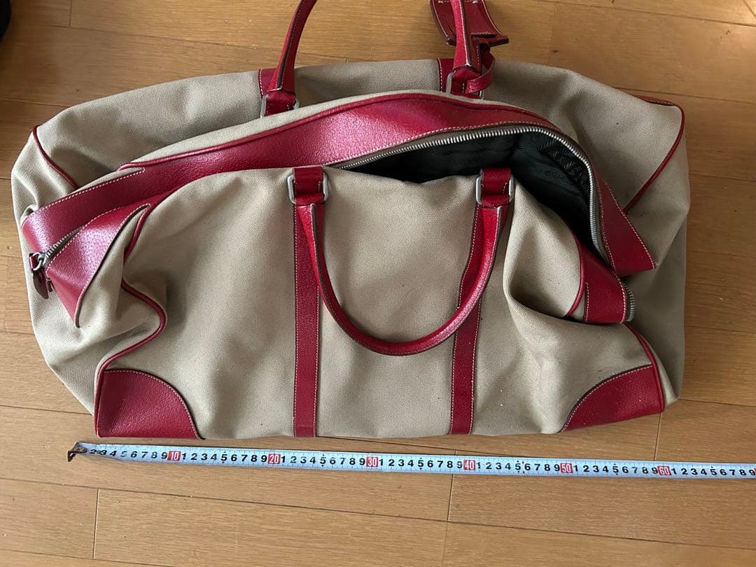 V*e様 PRADA ボストンバッグ ベージュ/赤 約70cm