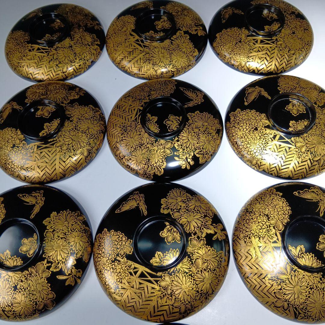 最終値下げ時代物　輪島塗沈金蒔絵　菓子碗　雑煮碗　　10客