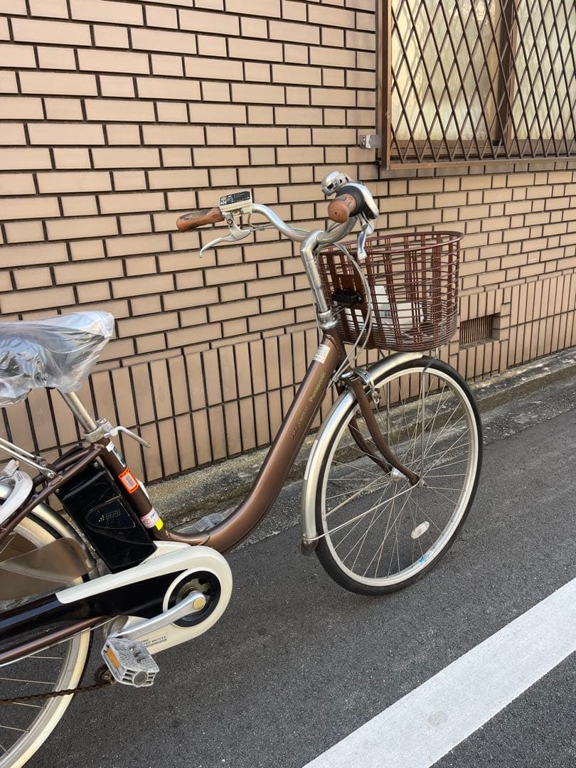 電動アシスト自転車 ブラウン 26インチ 前カゴ付き
