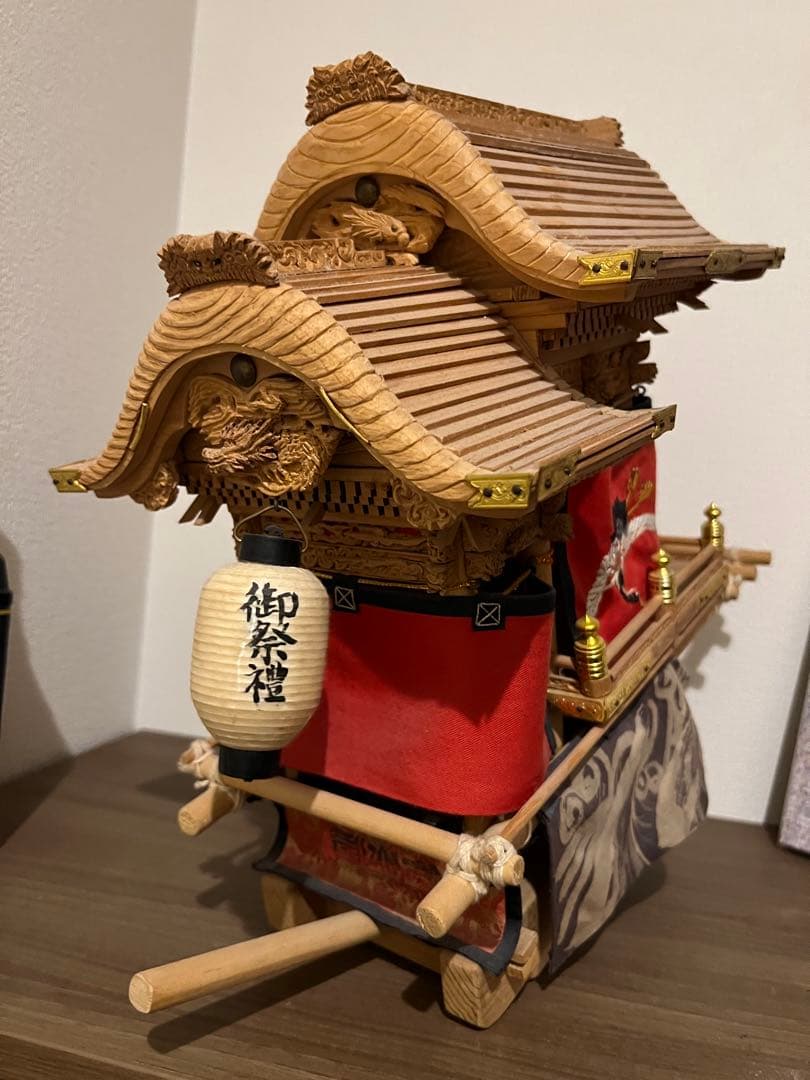 価値あり。石川型　かなりのレアミニだんじり木彫り
