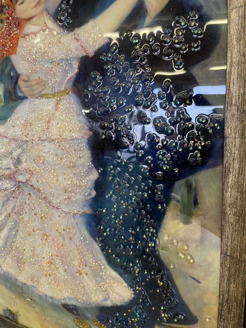 ルノワール　ブージヴァルのダンス　水晶絵　絵画　額縁　アート　壁掛け　名画　額絵