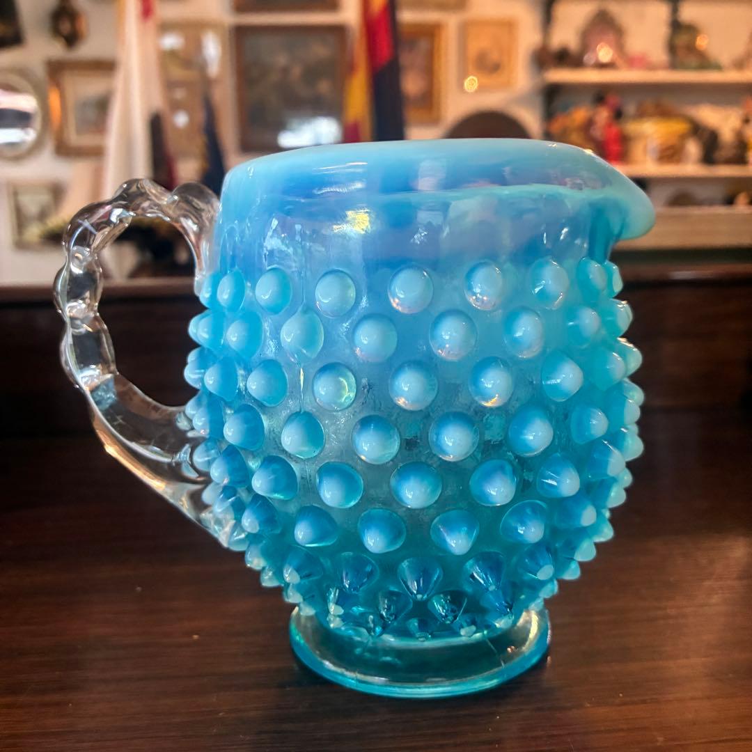 レア！50sアメリカアンティーク　オールドフェントン　ブルーオパールセント水差し