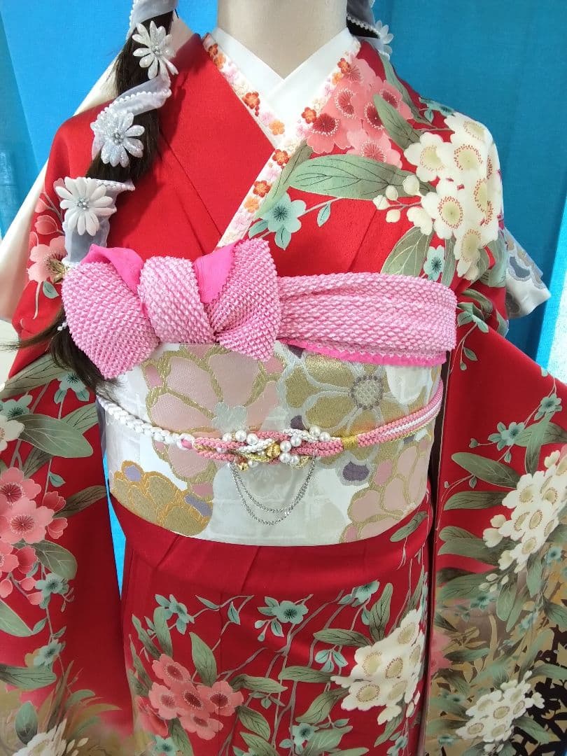 【専用】です❗正絹振袖成人式、重ね衿帯揚げ帯締め、西陣袋帯、襦袢、ガード加工