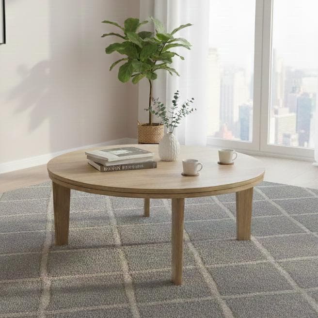 Rita 直径85cm【訳あり新品】円形こたつテーブル オーク調