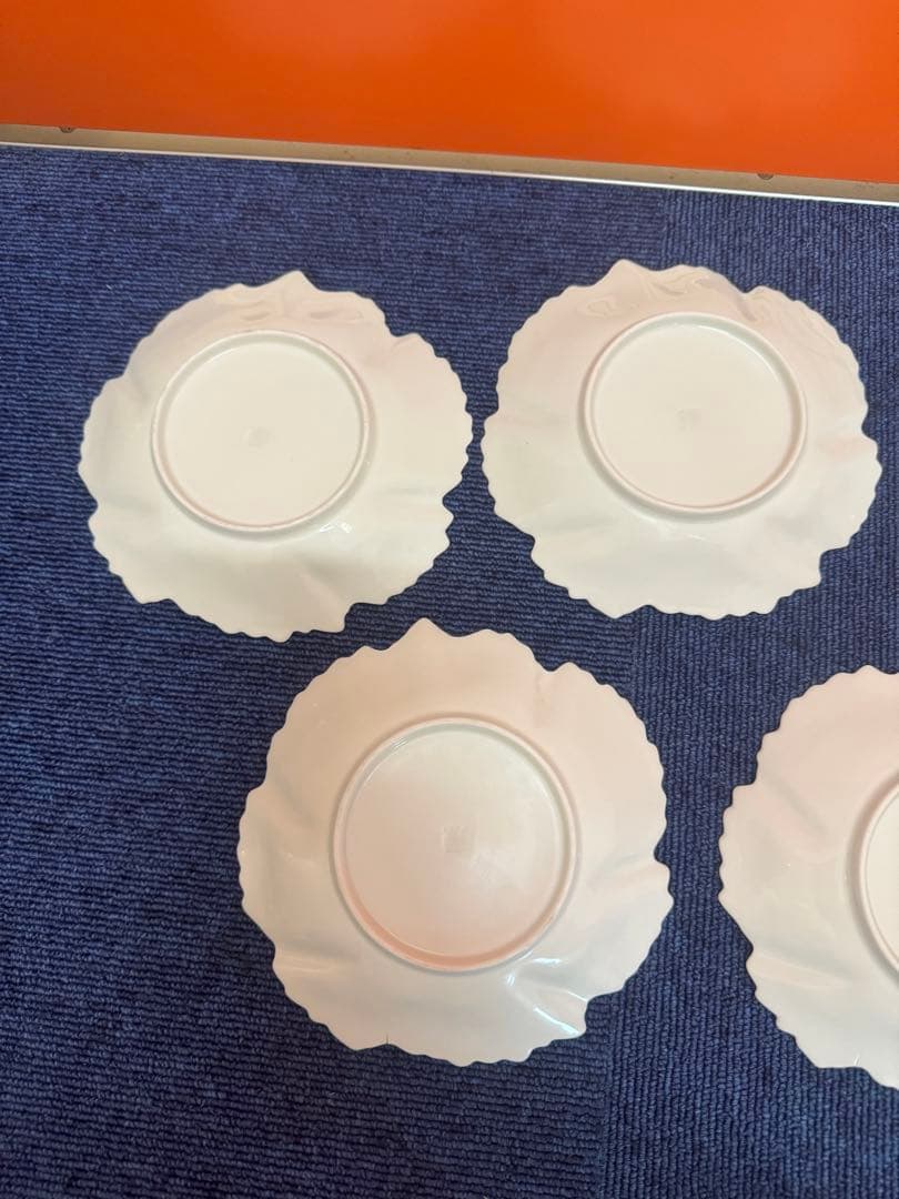 1861  深川製磁　白磁　葉型皿　5客