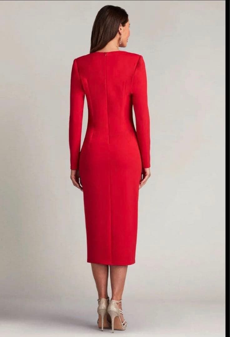 【極美品】TADASHI SHOJIダダシショージ 赤 ドレス 長袖ワンピース