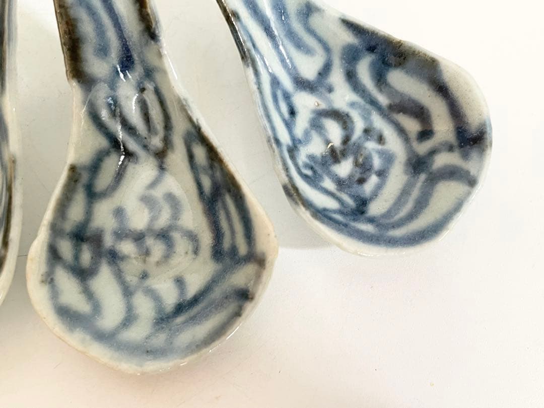 骨董　アンティーク　青花　蓮華　染付　清朝　れんげ　レンゲ　スプーン　スッカラ