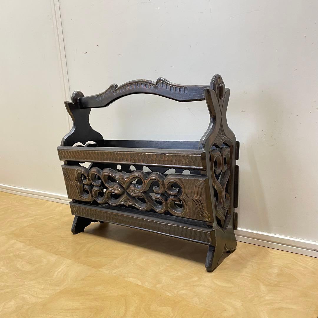 アイヌ 木彫り マガジンラック 木製 ビンテージ レトロ アンティーク