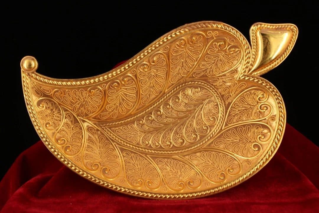 銅 細工 鎏金葉盤 果実盤 装飾品 工芸品 美術品 置物
