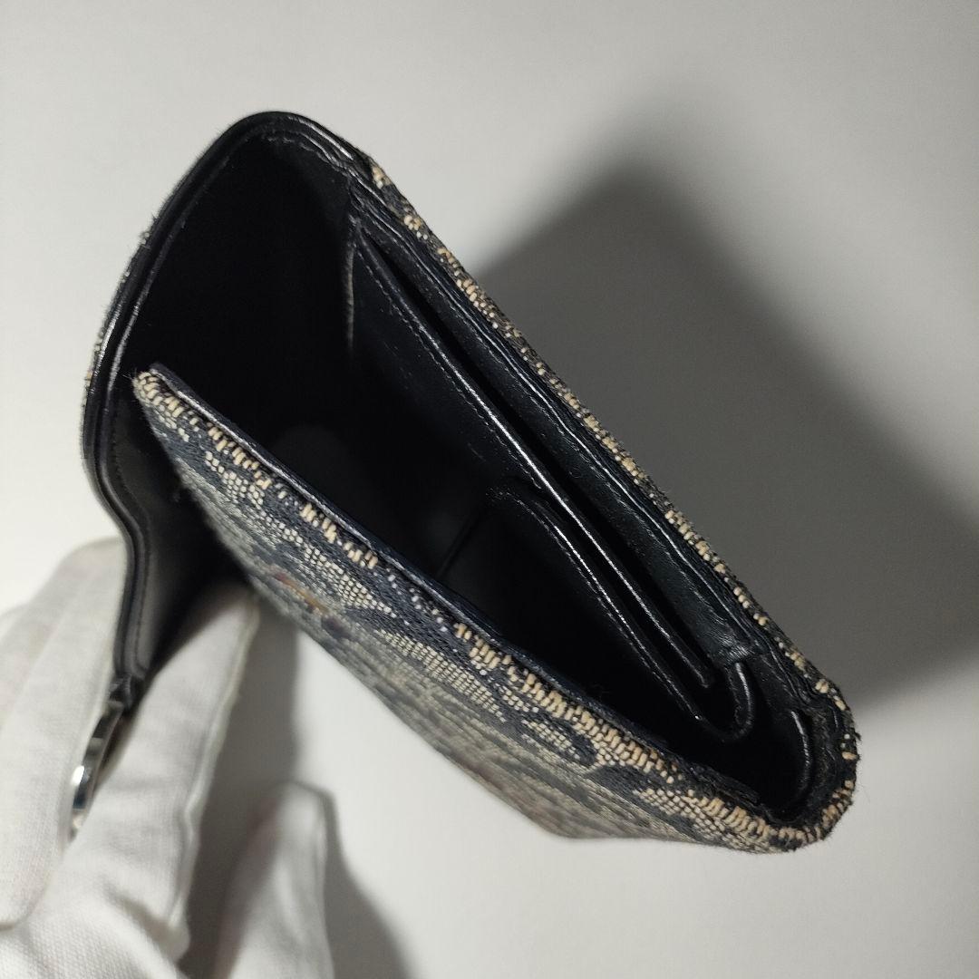 【極美品】ディオール オブリーク ジャガード サドル CD金具 三つ折り財布