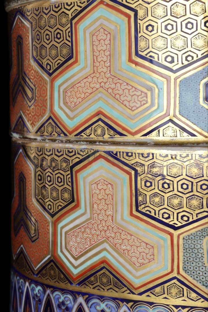 【希少古伊万里】金襴手龍文様三段重 重箱 豪華絢爛色絵金彩細工 古美術 骨董品