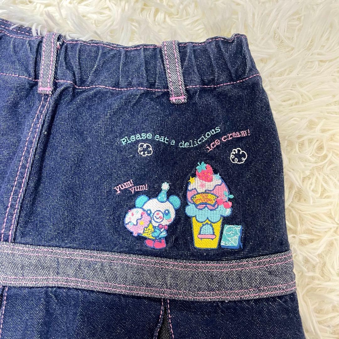 希少レア✨メゾピアノ　ミミポポ　デニムプリーツスカート平成レトロy2kワッペン