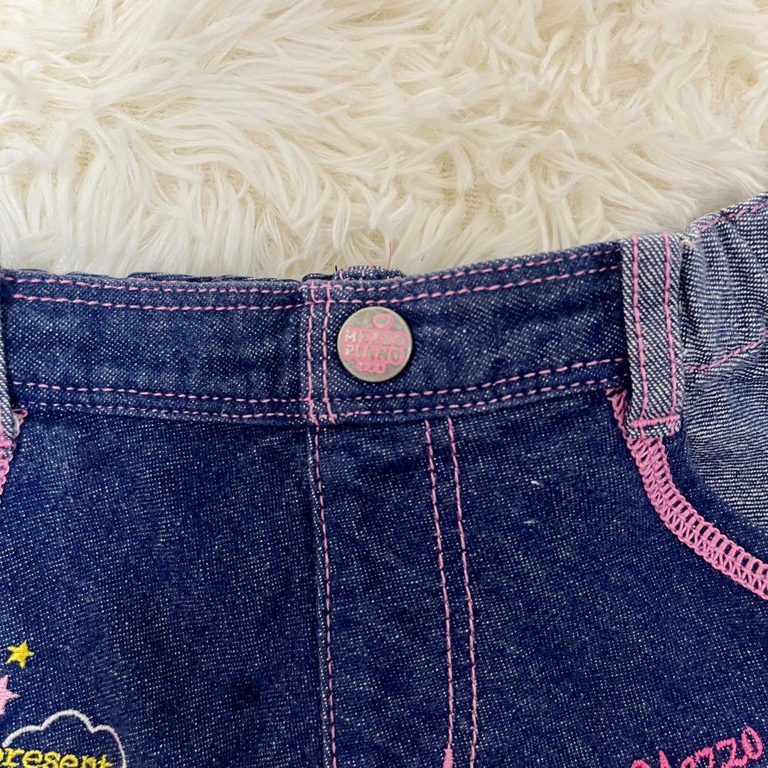 希少レア✨メゾピアノ　ミミポポ　デニムプリーツスカート平成レトロy2kワッペン