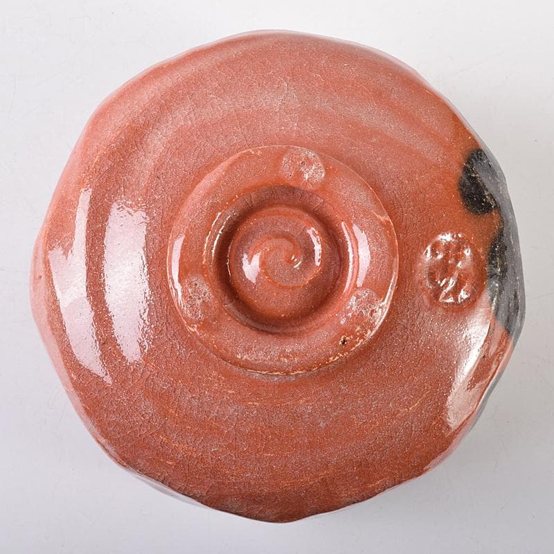 茶道具　楽焼　佐々木松楽造　赤楽茶碗　共箱　C　R8673