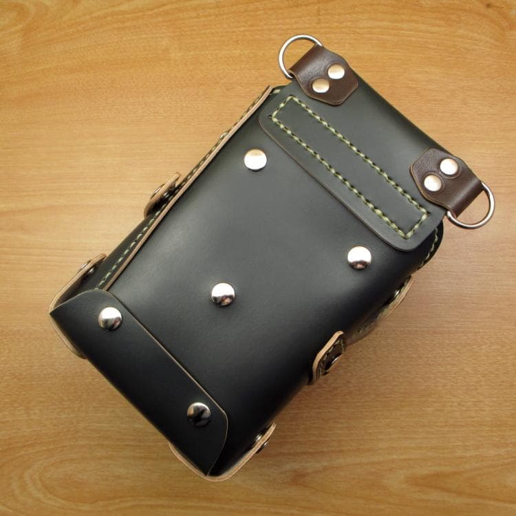 ダークグリーン＆焦げ茶　８丁差し　本革シザーケース　SCA-143/CGA