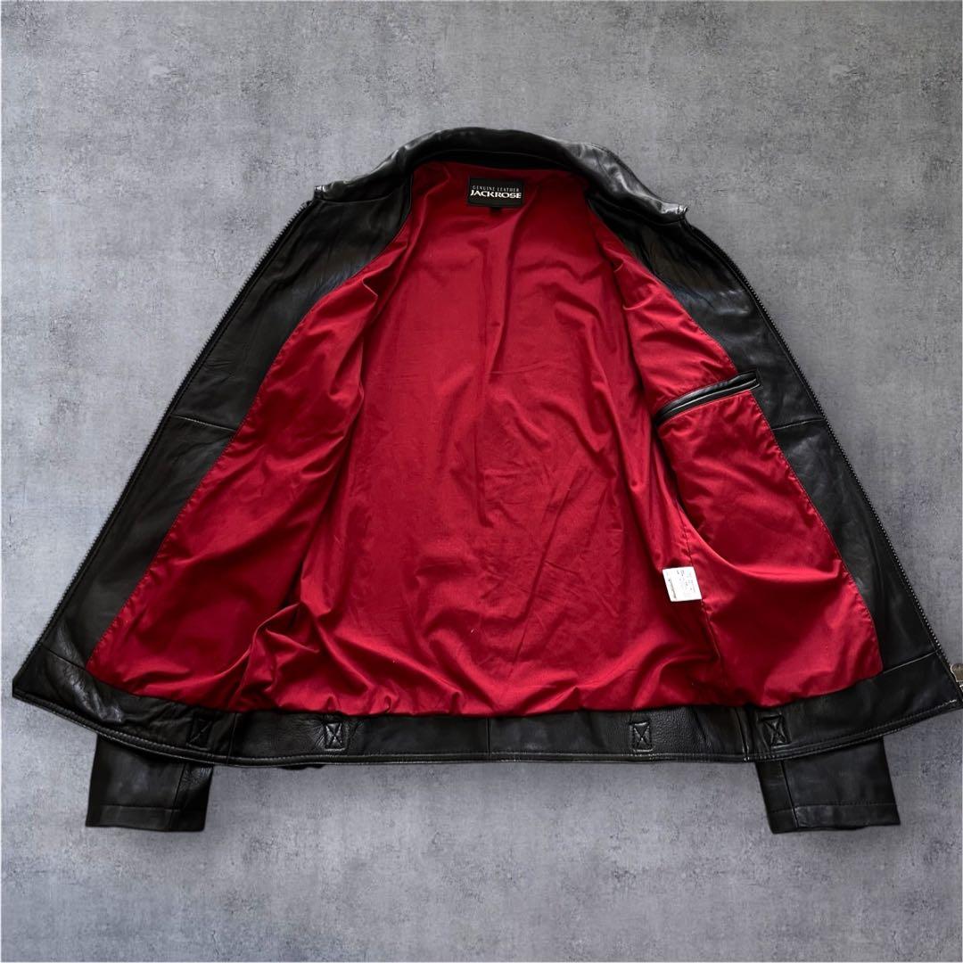 美品 ジャックローズ ライダースジャケット L シングル ラムレザー ブラック