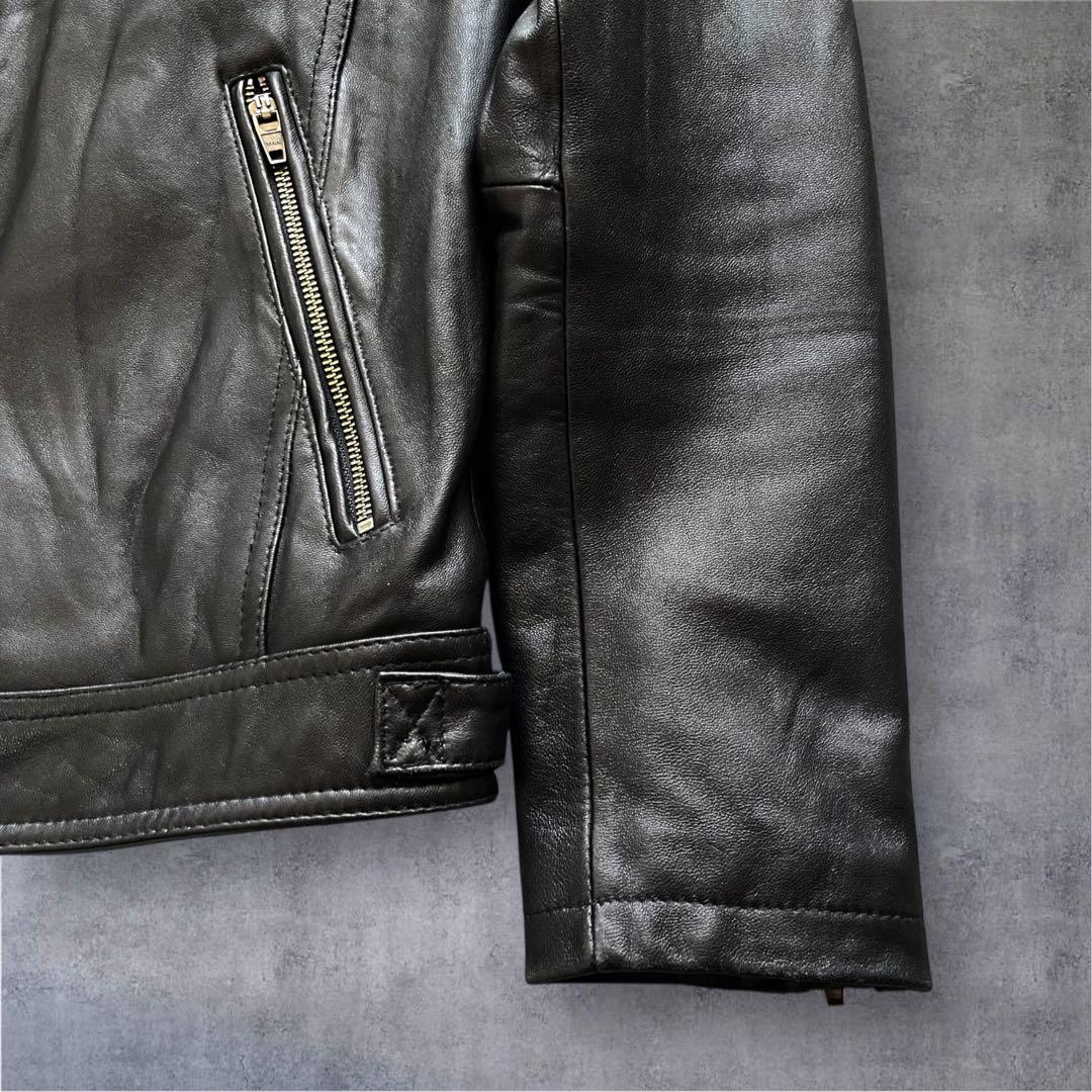 美品 ジャックローズ ライダースジャケット L シングル ラムレザー ブラック